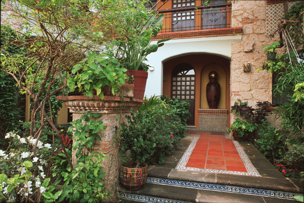 Gardens of Casa de las Flores Bed and Breakfast Hotel in Tlaquepaque, Jalisco, Mexico, near Guadalajara